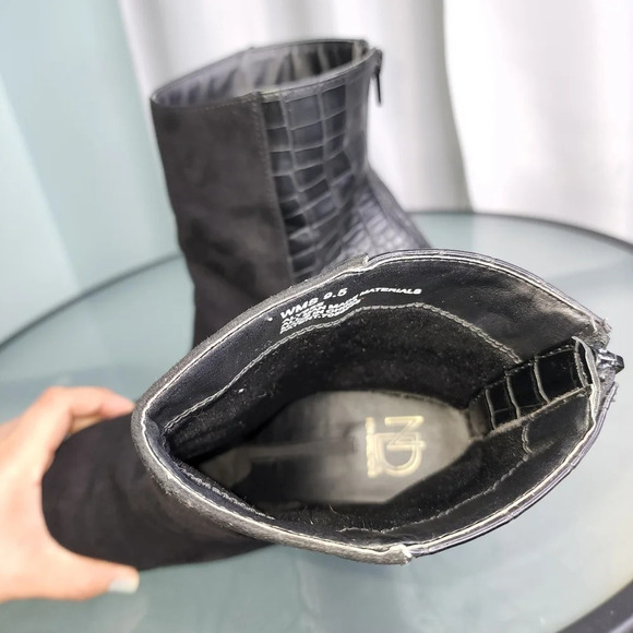 New Directions Black Suede Alysse Stacked Heel Pointed Toe Boot  Sz 9.5 - Picture 6 of 7